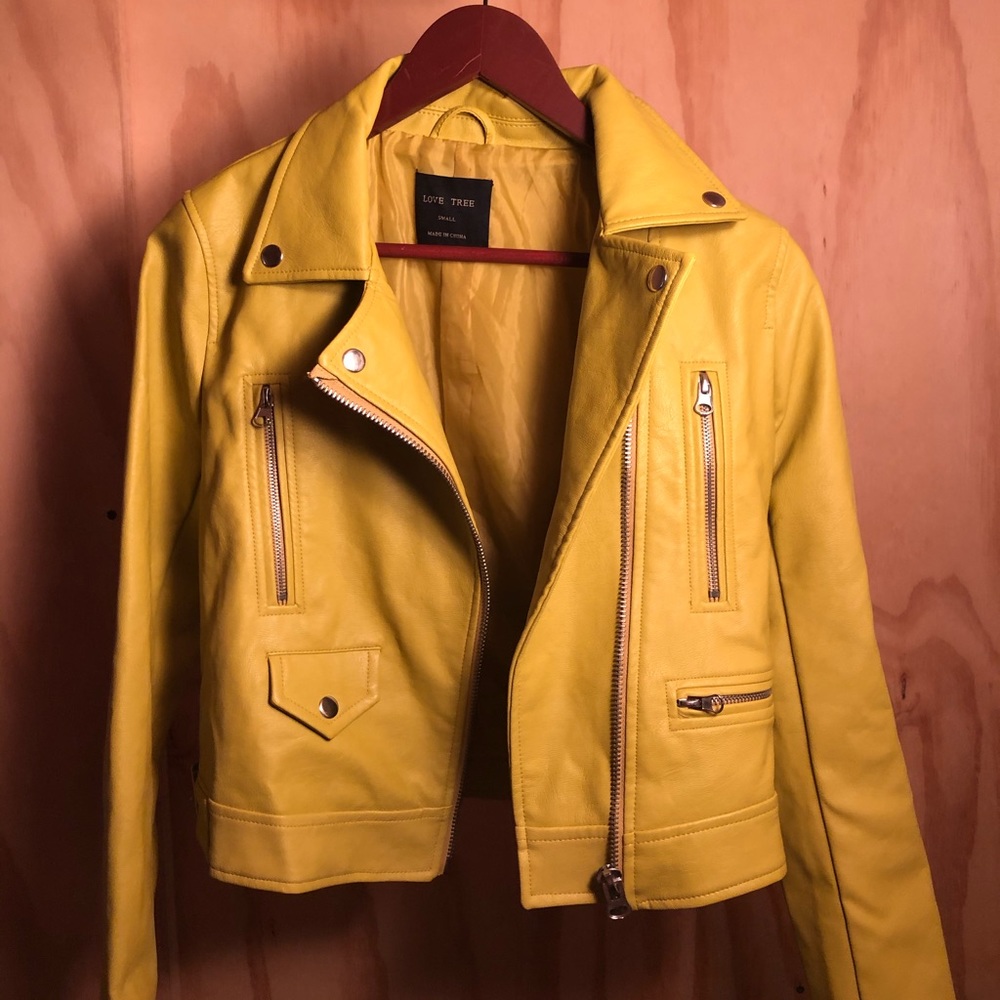 Greenish Yellow Pleather Jacket